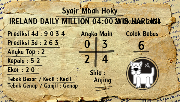 Prediksi Ireland Daily Million 04:00 WIB