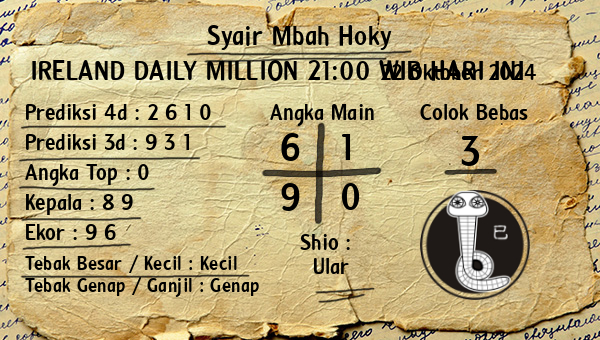 Prediksi Ireland Daily Million 21:00 WIB